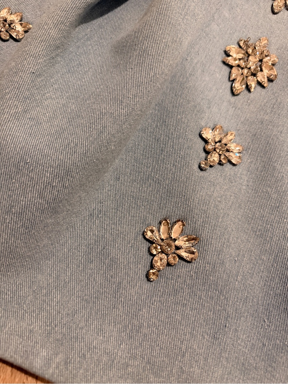 Bronx and Banco - Maraya Denim jean Blue Diamond Embellished Mini Dress- Revolve - Picture 10 of 10